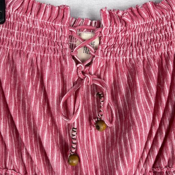 Free People Tube Top Peppermint Red Stripe Strapless Beachy Nautical Sailor Boho - Picture 4 of 7